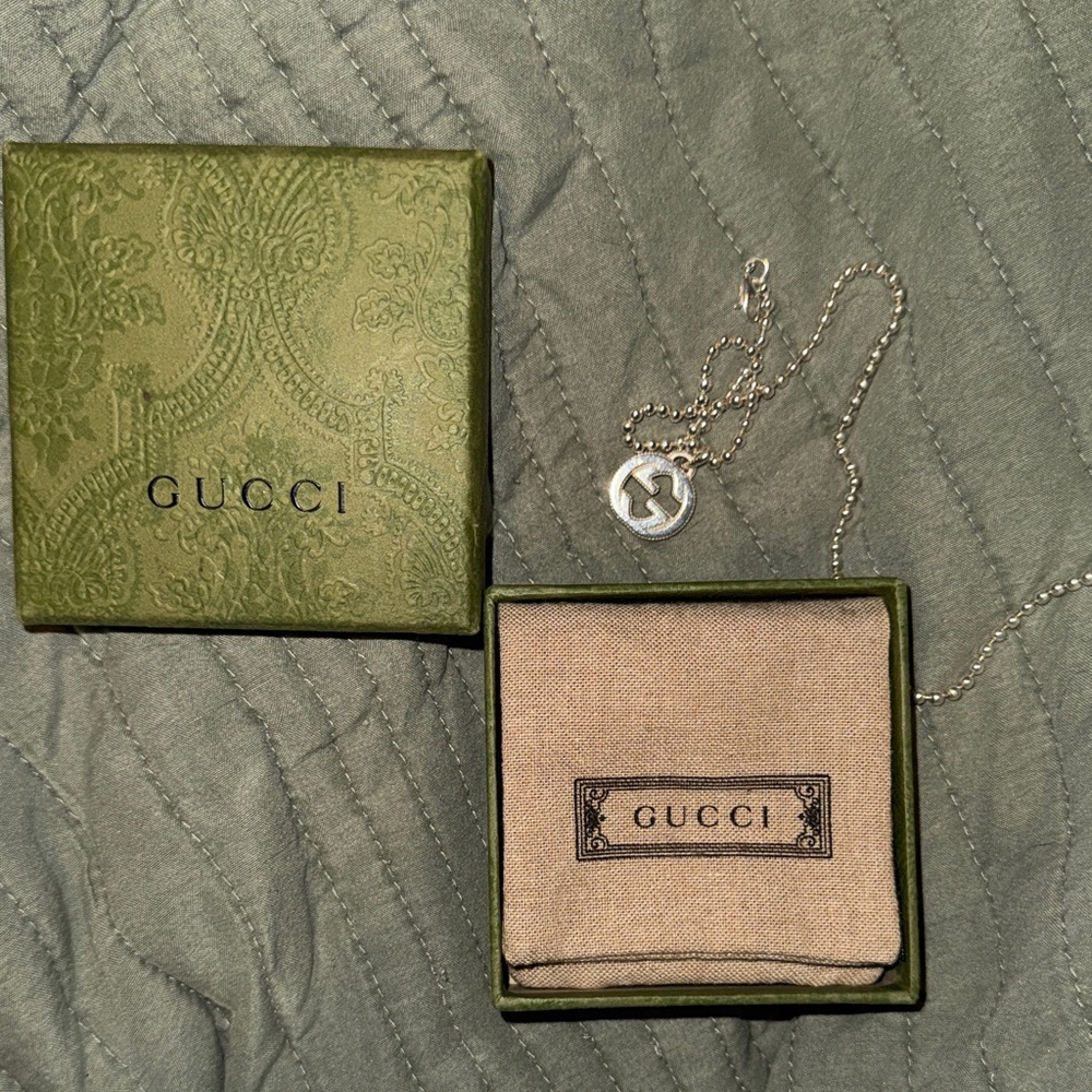 Gucci Silver Interlocking G Pendant Necklace